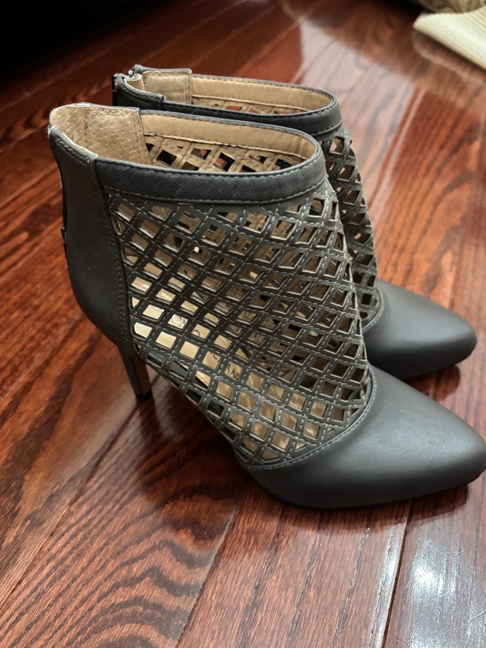 Antonio Melani Black Pointed Toe Cutout Heels | Lattice Pumps